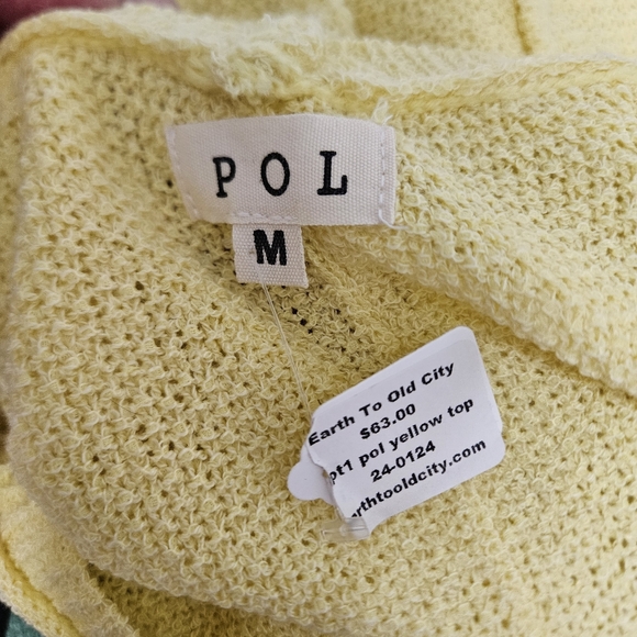 NWT POL Yellow Daisy Oversize Knit Sweater Women's Medium V-Neck Hippie Bohemian - Picture 3 of 8